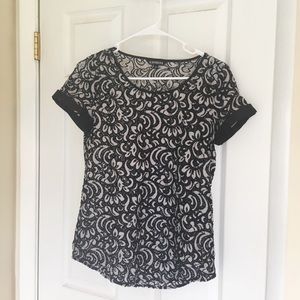 Express Black and White Lace Blouse
